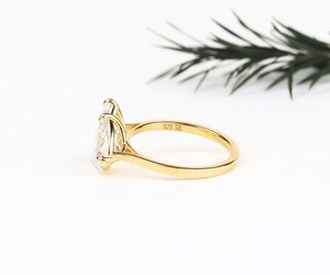 14K White Gold Rhodium Plated Luxury Toi Et Moi Engagement <b>Ring</b> with Pear Marquise Cut Lab Created Moissanite - Product Image 2