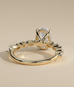 Bague de fiançailles de luxe en or jaune pour femme, diamant de laboratoire ovale de 1 carat, qualité supérieure, certification IGI, clarté VS-VVS - Product Image 6