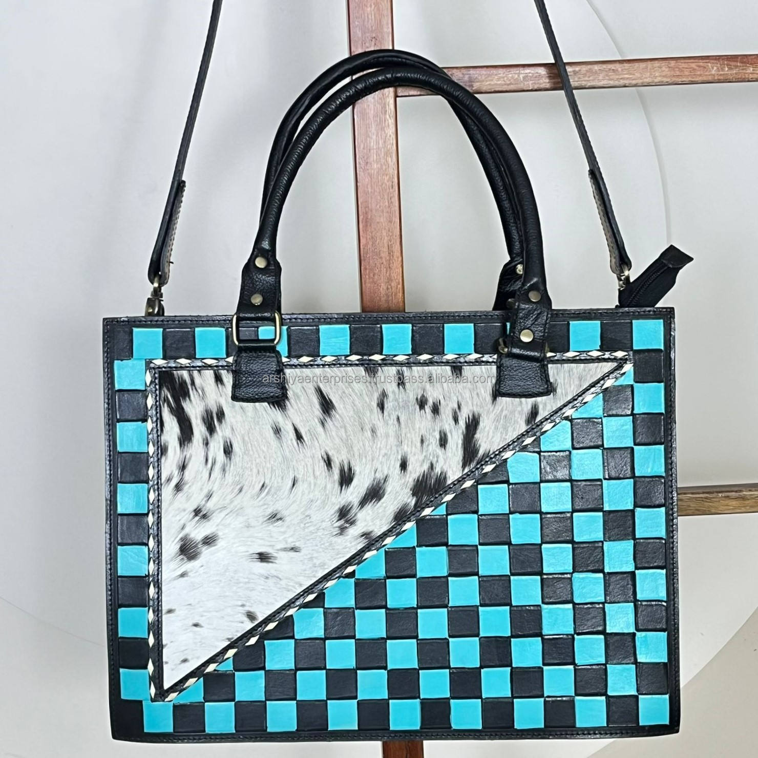 Black & Turquoise Checkered