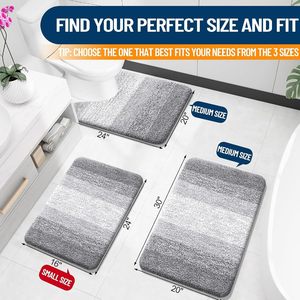 Hot Selling 17"x24" Microfiber Bath <b>Mat</b> Super <b>Absorbent</b> Non-Slip Floor Thick Plush Shaggy Tufted Bathroom Rug Washable Hotel - Product Image 2