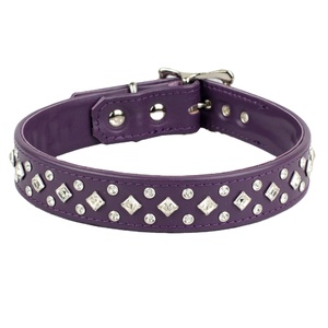 Top Quality Handmade Leather Crystallized Dog Collar With Fancy Crystallized <b>Studs</b> Manufacturer Supplier & Wholesaler - Product Image 3