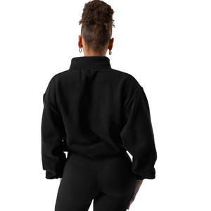 Veste zippée en polaire pour femme, noire, douce, chaude, à manches longues, décontractée, pour la détente, légère, confortable, pour tous les jours - Product Image 4