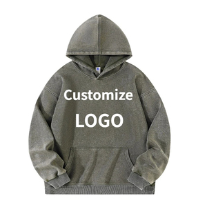 Customized Hoodie High Quality Street <b>Retro</b> Washed Mens Hooded <b>Sweatshirt</b> DIY Your Brand Design Personalized Team Clothing - Product Image 2
