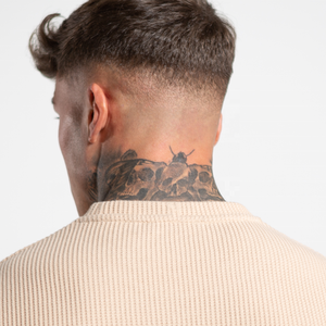 T-shirt à manches courtes pour hommes de couleur beige dans le tissu de coton côtelé T-shirt de polo personnalisé en coton Slim Fit pour homme pour l'impression - Product Image 2