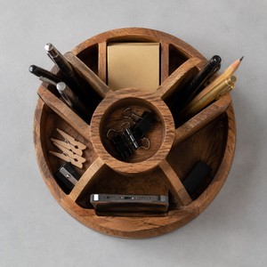 Mango Wood Rotating <b>Desk</b> Organizer with Phone Dock | Wholesale India - Product Image 4