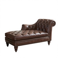 Canapé-lit Chaise Longue Moderne en Cuir Véritable Écologique, Capitonnage Boutonné, pour Salle à Manger, Maison, Hôtel, Salon
