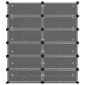 Grand meuble à chaussures modulaire en polypropylène noir et acier, organisateur de rangement modulaire - Product Image 3