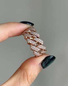 Anillo de cadena cubana de eternidad completa con diamantes cultivados en laboratorio de corte redondo personalizados, oro macizo de 10K, estilo hip hop, anillo de boda para hombre, regalo de lujo. - Product Image 1