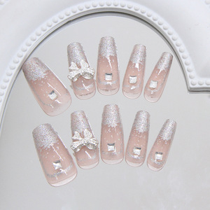 Ongles à presser en ABS personnalisés, design de luxe, réutilisables, vente en gros, faux ongles pour femmes avec colle, 24 pièces pour doigts - Product Image 5