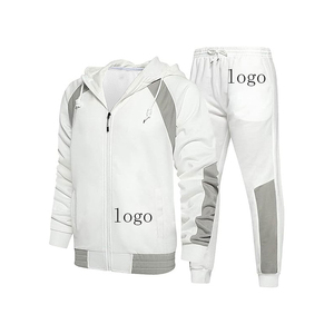 Unisex <b>White</b> <b>2</b> <b>Piece</b> Sports Tracksuit Stand Zipper Long Sleeve Breathable Fleece Waterproof Eco-Friendly Knitted Polyester Gym - Product Image 2