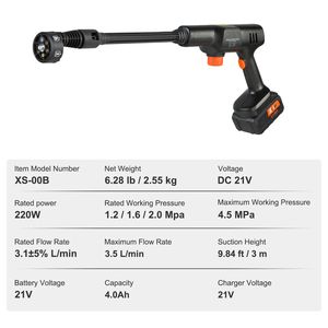 Idropulitrice Portatile Senza Fili 652 PSI 1.0 GPM ad Alta Pressione con Batteria 4.0Ah per Lavaggio Auto, Pulitore Manuale 100% Mobile - Product Image 2