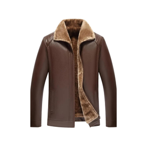 Custom Design Premium <b>Leather</b> Fur Bomber <b>Jacket</b> with Soft Sherpa Lining OEM Export Quality Manufacturing - Product Image 1