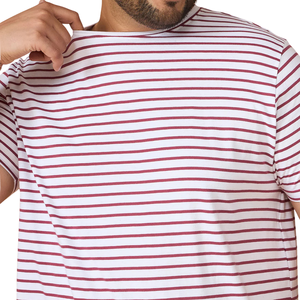 เสื้อยืดลายทางสำหรับผู้ชายเสื้อยืดผ้าฝ้ายแขนครึ่งคอลูกเรือลายทางคลาสสิกสำหรับผู้ชาย - Product Image 5