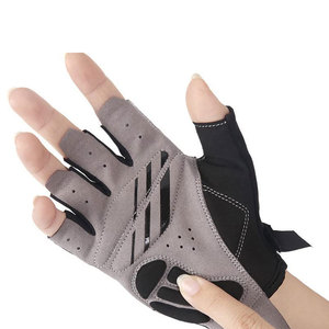 Summer <b>Half</b> Finger Breathable Cycling Gloves Black Gray Textile Weaving Adjustable Wrist Strap Unisex Racing Non <b>Slip</b> Hook Loop - Product Image 6