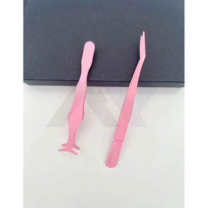 Juego de 2 piezas: Peine para pestañas rosa y pinza aplicadora de pestañas postizas con forma de caballito de mar, herramienta de belleza - Product Image 1