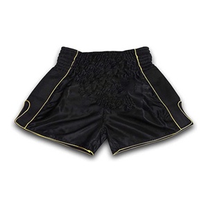 Unisex Boxing Shorts Black Satin Polyester Breathable Mesh Side Panels Yellow Trim Adult Sports Wear - Product Image 3