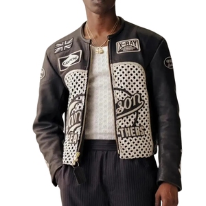 Blouson de motard léger en cuir noir et rouge pour l'hiver |   Moto de style américain Vanson Style Flat Track Star - Product Image 1