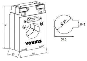 YOKINS, Transformador de Corriente SR30 200/5A, 200A CT para amperímetro - Product Image 2
