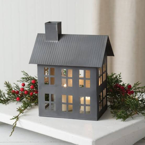 Farol de Navidad con Forma de Casa de Metal Galvanizado, Portavelas Decorativo, Iluminación de Diseño para Interiores y Exteriores - Product Image 1