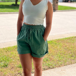 Shorts Deportivos Casuales de Alta Calidad para Mujer, Talla Grande, Cintura Alta, Poliéster/Algodón - Product Image 2
