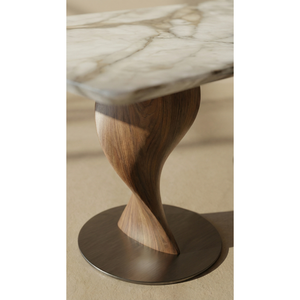 Table à manger en marbre Calacatta Violet, plateau en marbre de qualité supérieure, pieds en bois massif noyer, mobilier de salle à manger de luxe PISANO - Product Image 5