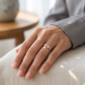 14K Gold Plated Luxury Classic Channel Setting Round Brilliant Cut Diamond Unisex <b>Engagement</b> Wedding & Anniversary Party <b>Rings</b> - Product Image 5