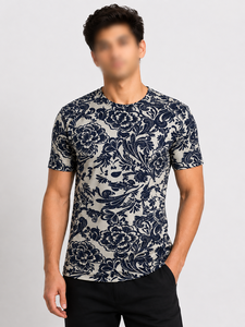 T-shirt de sport pour homme, décontracté, à fleurs, tricoté, impression par sublimation, 100% polyester, respirant, séchage rapide, logo personnalisé, OEM ODM - Product Image 1