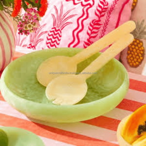 Juego de Tazón y Cuchara de Resina Hechos a Mano con Diseño Floral Ecológico, Textura Ahumada, Vajilla Desechable, Decoración para Cocina - Product Image 1