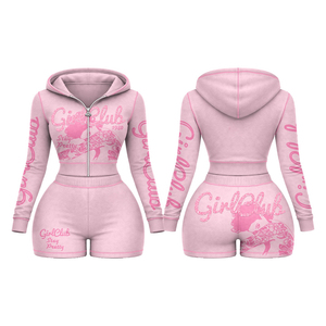 Conjunto de Shorts para Mujer, Poliéster y Spandex Premium de 220 g/m², Diseño de Dos Tonos, Top Corto con Cierre, Shorts de Cintura Alta, Logotipo Personalizado - Product Image 3