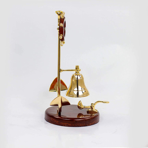 Campana de Servicio Marítima de Latón Vintage con Ancla y Rueda de Barco, Decoración Náutica para Barco, Hogar o Zona Costera - Product Image 3