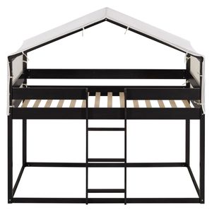 Letto a Castello in Legno per Bambini con Tenda, Modello Espresso Twin Over Twin, SKU Vecchio LT000708AAP - Product Image 4