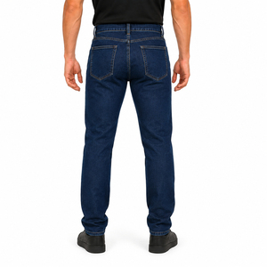 Jeans de Algodón para Hombre, Corte Slim Fit, Lavado Oscuro, Cintura Media, Cierre de Botones, Estilo Casual, Color Sólido, Bolsillos, Mezclilla Tejida - Product Image 6