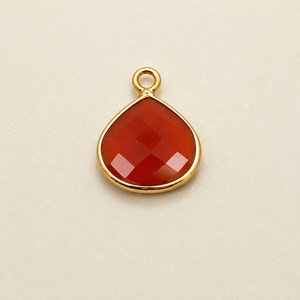 Wholesale Gold Plated Carnelian Pendant 12mm Faceted Teardrop Bezel Charm for Jewelry Making July Birthstone - Product Image 1