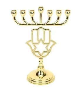 Support de bougie Menorah en métal de style décoratif, chandelier juif pour Hanouka, décoration d'intérieur - Product Image 2