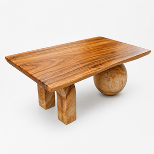 Modern Rustic Suar Wood Coffee <b>Table</b> Premium <b>Live</b> <b>Edge</b> Top Unique Sphere Arch Leg Design Natural Finish Living Room Hot Sale - Product Image 3