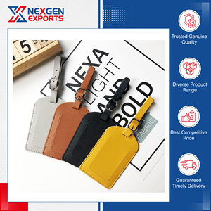 Étiquette de bagage de voyage en cuir PU personnalisée, de qualité inégalée, très résistante, avec porte-carte d'identité, d'origine indienne, très vendue. - Product Image 2