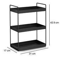 Support debout d'organisateur de cuisine polyvalent en métal noir à 3 niveaux avec paniers de rangement pour usage domestique et organisation de légumes