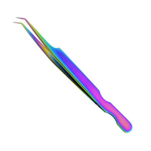 Pince à épiler d'extension de cils en acier inoxydable de qualité professionnelle à 45 degrés 6 mm revêtement Plasma arc-en-ciel Points pointus pour une utilisation optimale - Product Image 1