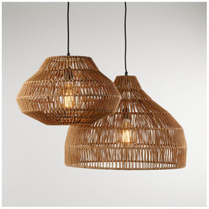 Lámpara Colgante Rectangular de 2 Niveles, Tejida a Mano con Fibra de Yute Natural, Estilo Rústico Boho para Comedor - Product Image 4