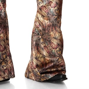 <b>Mens</b> Printed Canvas <b>Flared</b> <b>Trousers</b> Mid Waist Lightweight Casual Retro Streetwear Style - Product Image 5