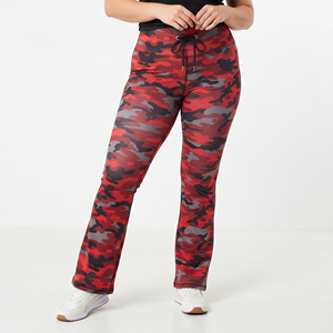 Drawstring Waist Camo Printed <b>Flare</b> Pants Women's Plus Size Yoga Compression Pants <b>Flare</b> Leg Gym <b>Leggings</b> Camo Polyester Tights - Product Image 1