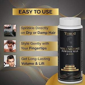 Poudre volumisante pour cheveux pour hommes, tenue forte 24h, fini mat, coiffage des cheveux | Poudre coiffante pour cheveux entièrement naturelle et sûre 10g - Product Image 3