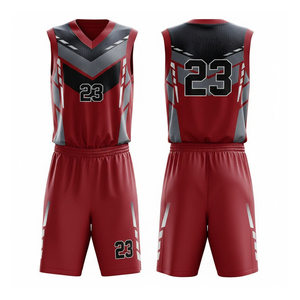 Nouvelle conception d'uniformes de basketball pour adultes, vêtements de basketball très vendus, manches courtes, imprimés, séchage rapide, 100% polyester - Product Image 2
