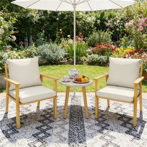Set da Esterno Bianco Crema per Arredamento Terrazza e Decorazione Giardino - Product Image 1