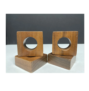 Handmade Mango Wooden Square Shape napkin Ring 4 Pieces With Customised logo <b>Table</b> <b>Decorative</b> <b>Accessories</b> in Wholesale - Product Image 4