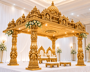 Mandap traditionnel Ganesha pour mariages de destination – Style exclusif sud-indien – Mandapam Kalyana en fibre pour mariages grandioses aux États-Unis - Product Image 2