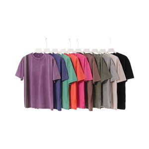 Camiseta Vintage para Hombre con Logotipo Personalizado, Talla Americana, Algodón Grueso de 230 g/m², Teñido con Cera, Cuello Redondo - Product Image 1