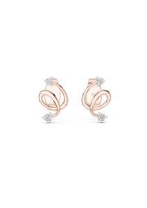 Pendientes de Aro Geométricos con Diamantes Cultivados en Laboratorio en Oro Blanco, Chapados en Rodio, Estilo Moderno para Mujeres, para Fiestas y Bodas - Product Image 3