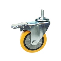 Vente en gros en Stock usine PU jaune industriel pivotant verrouillage moyen Duty roulette pour chariots