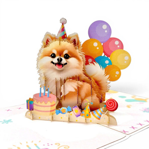 Meilleur prix Carte pop-up d'anniversaire chien mignonne en 3D pour les amoureux des chiens – Artisanat en papier moderne fait main très tendance - Product Image 2